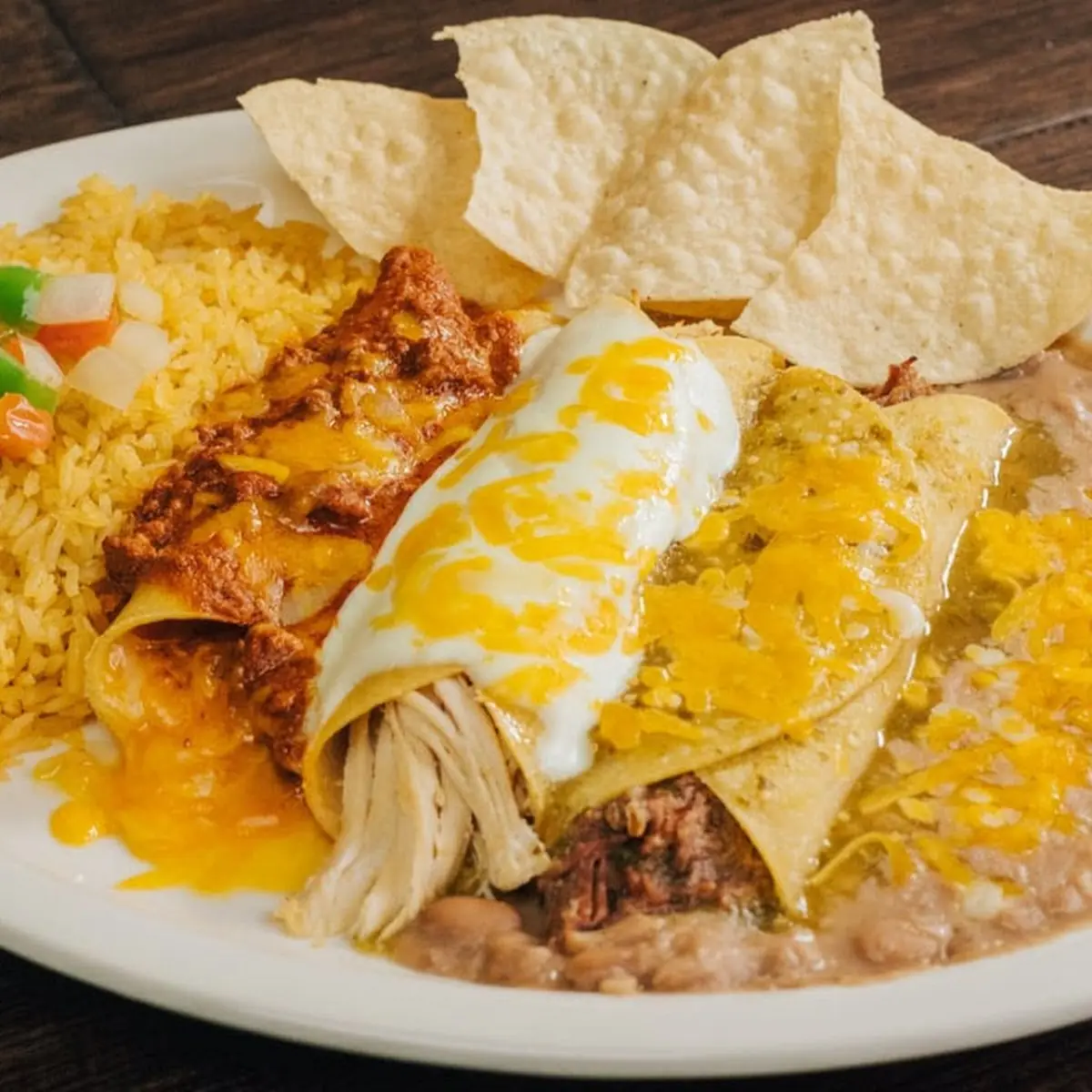 Beef Enchiladas and One Cheese Enchilada