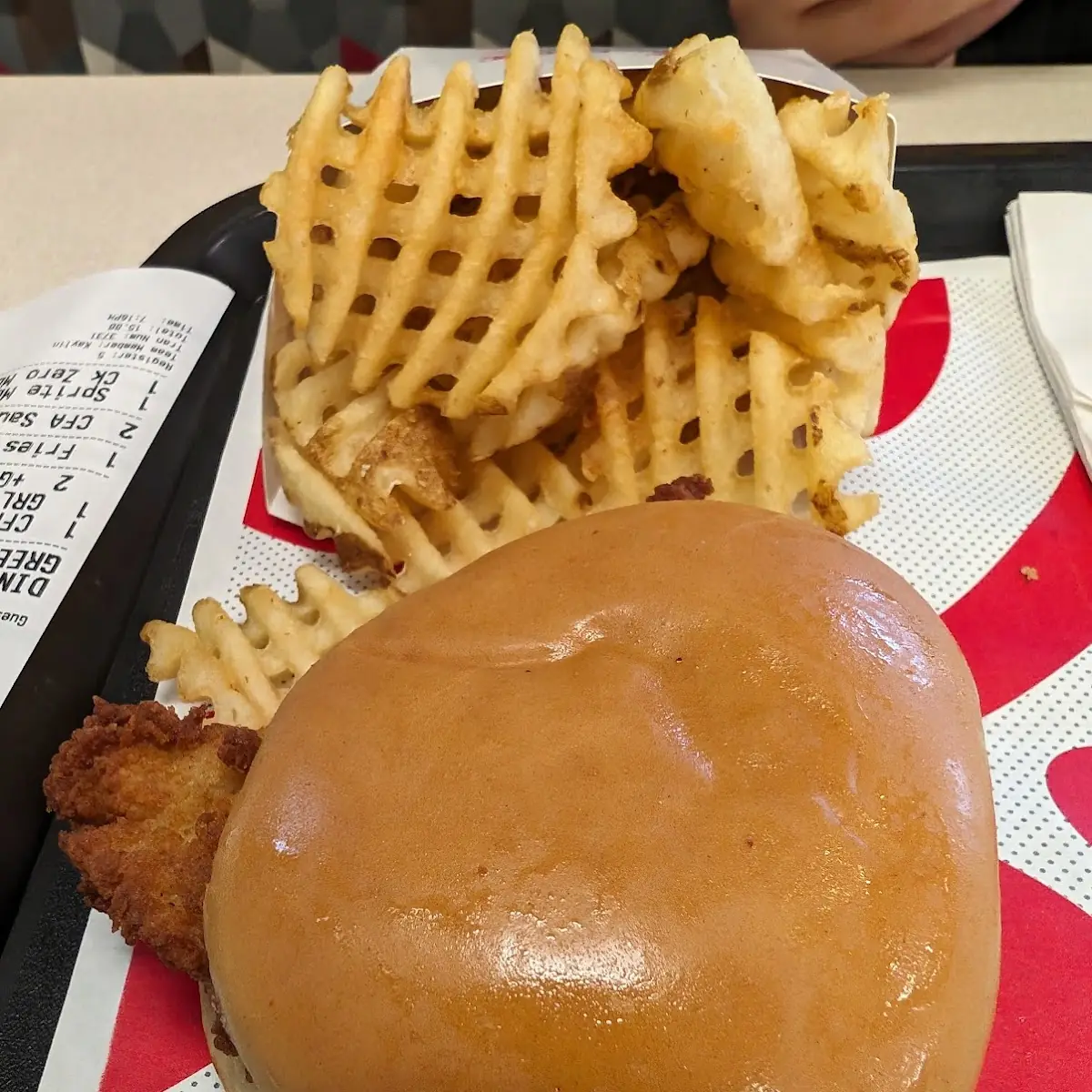 Chicken Sandwich and Waffle Fries