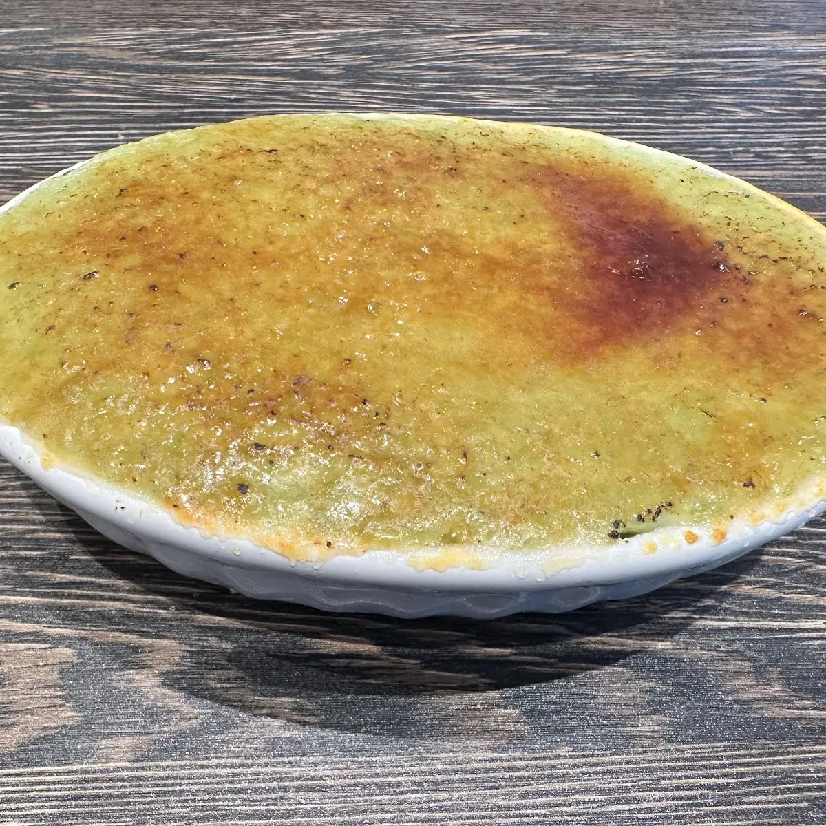Coconut Pandan Rice Pudding Brûlée