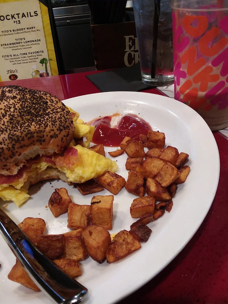 Egg and Cheese Sandwich with Homefries