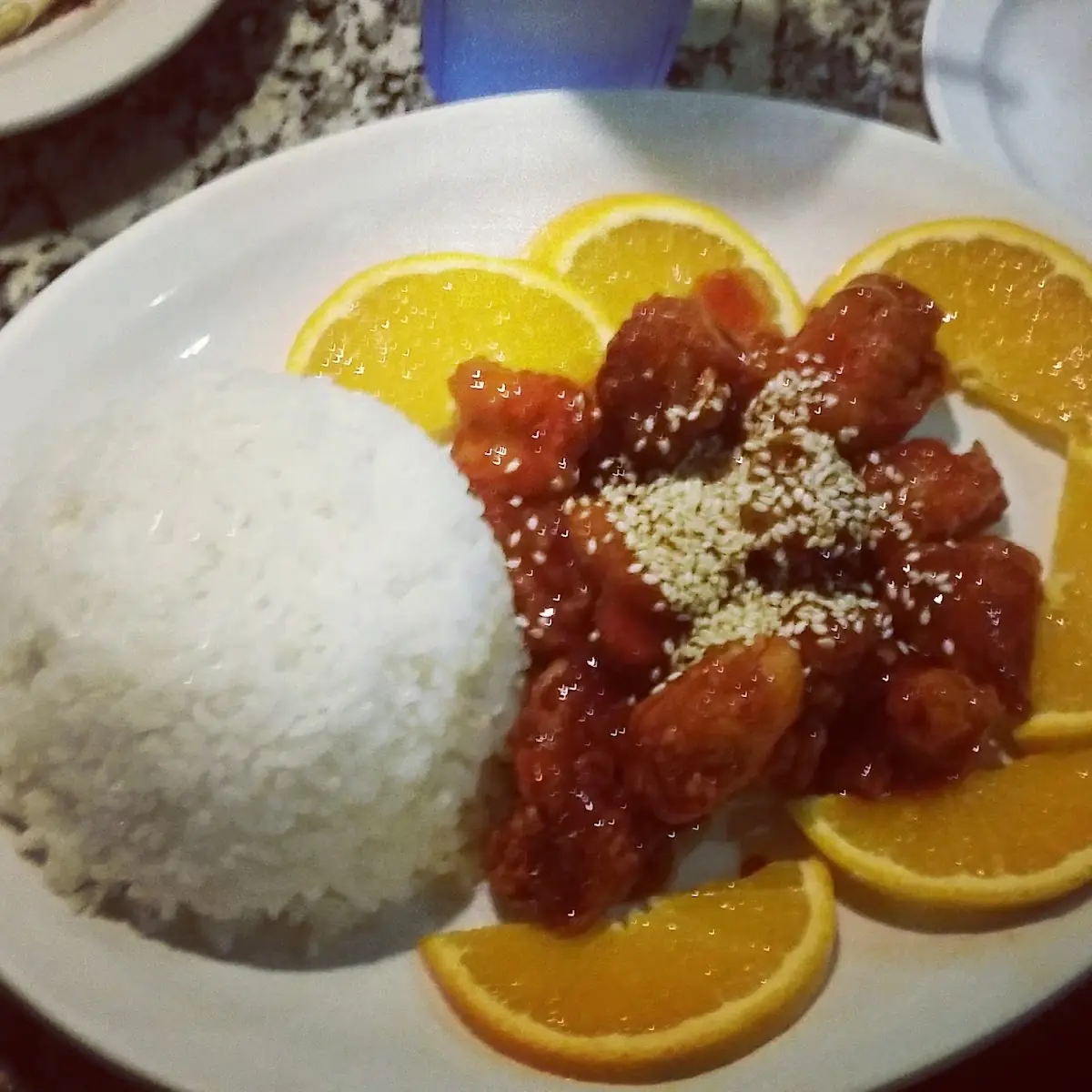 Rice and Orange Chicken