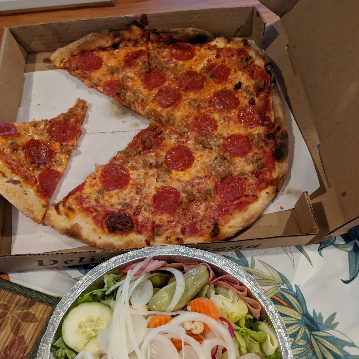 Pepperoni Pizza and Antipasto Salad