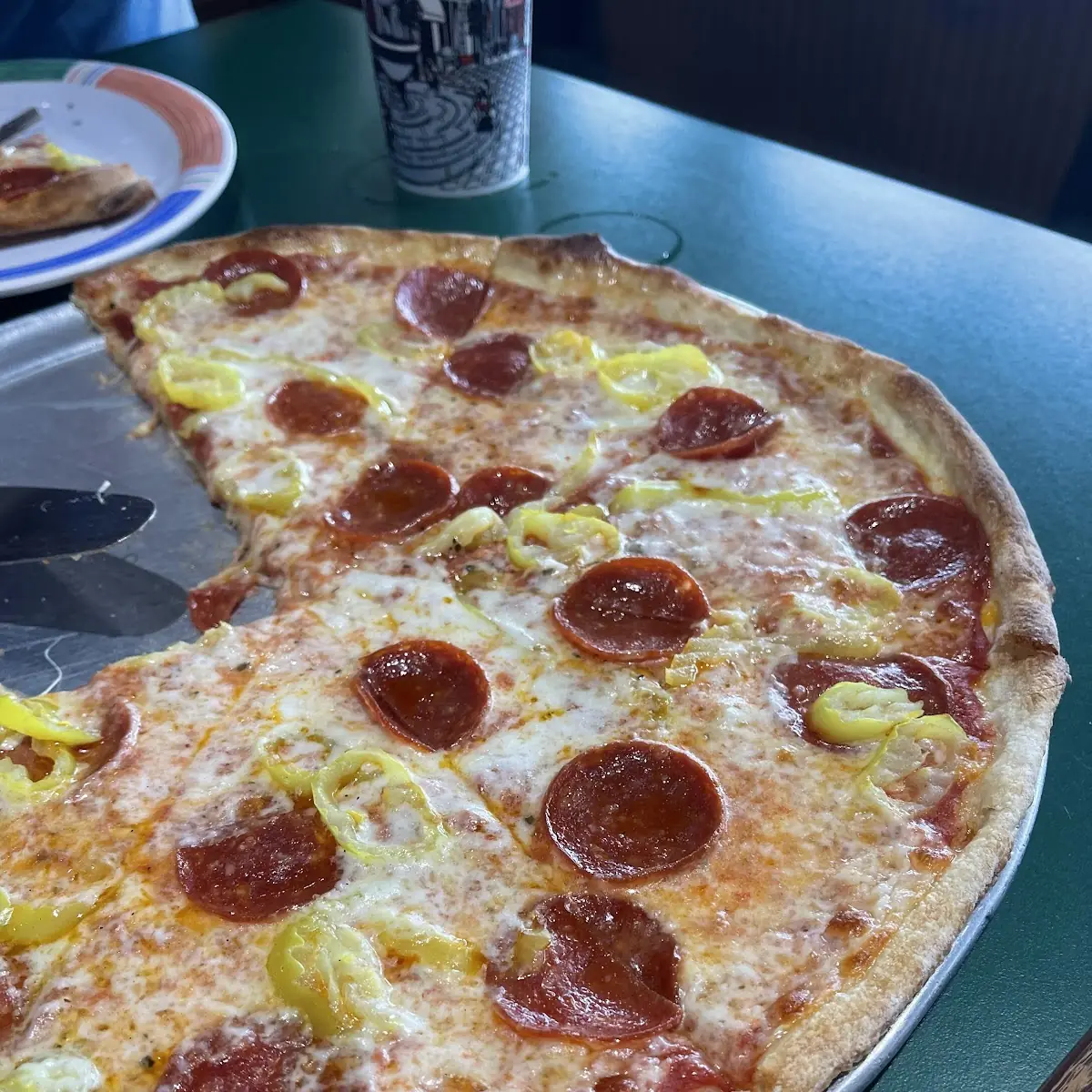 Pizza with Pepperoni and Banana Peppers
