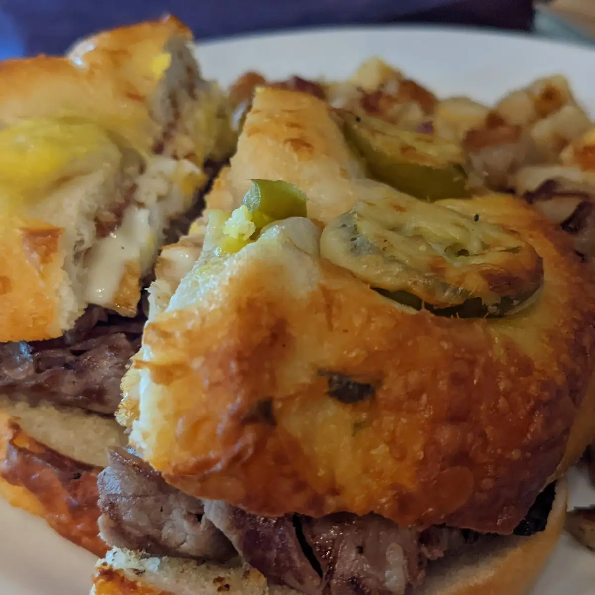 Philly Steak Egg and Cheese on Jalapeño