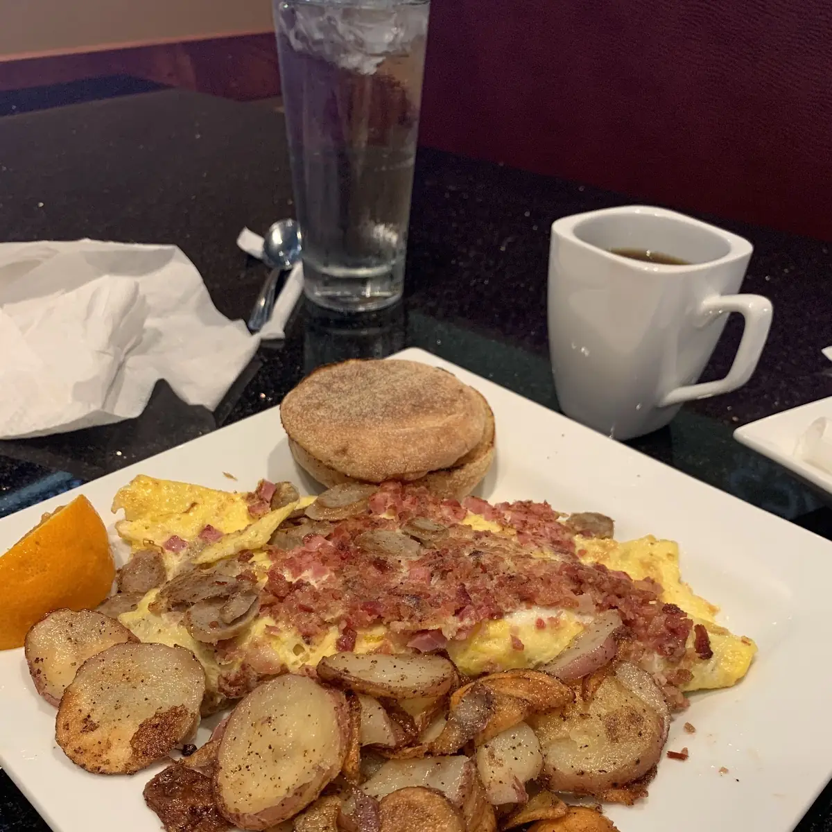 Home Fries with Ham or Bacon and Cheddar Cheese