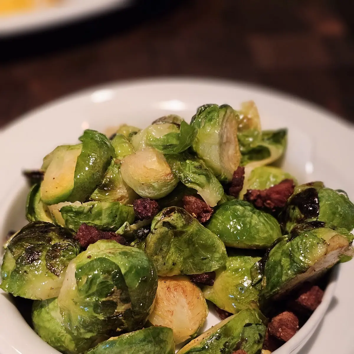 Roasted Brussels Sprouts with Bacon & Chestnuts