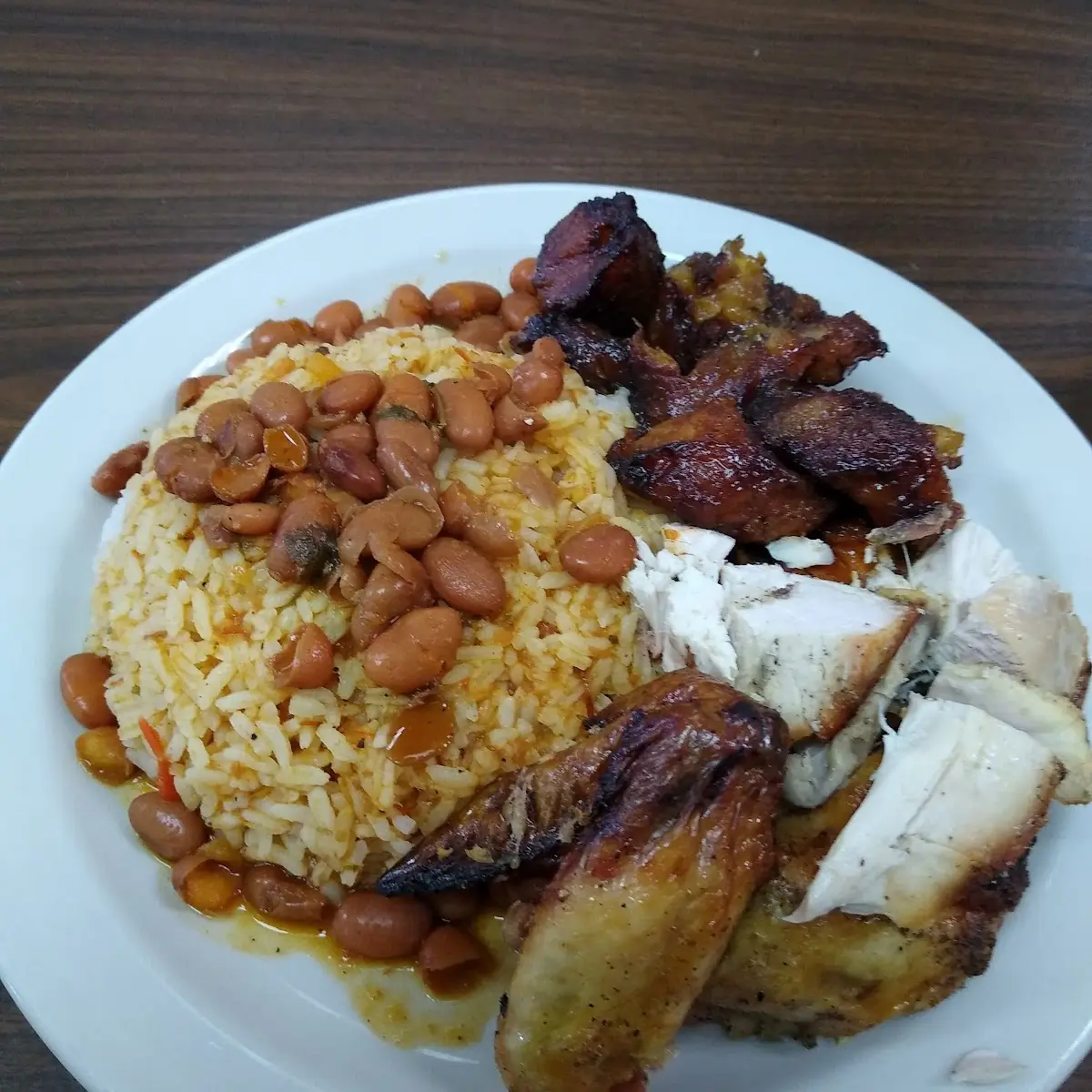 Chicken Rice and Beans with Platanos Maduros