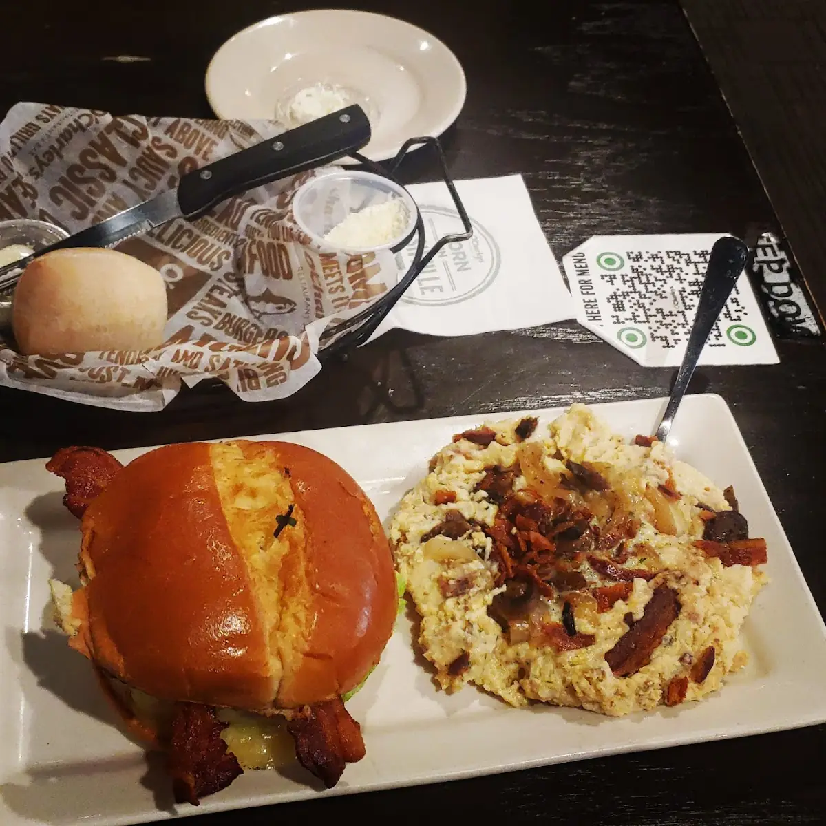 Hamburger and Loaded Mashed Potatoes