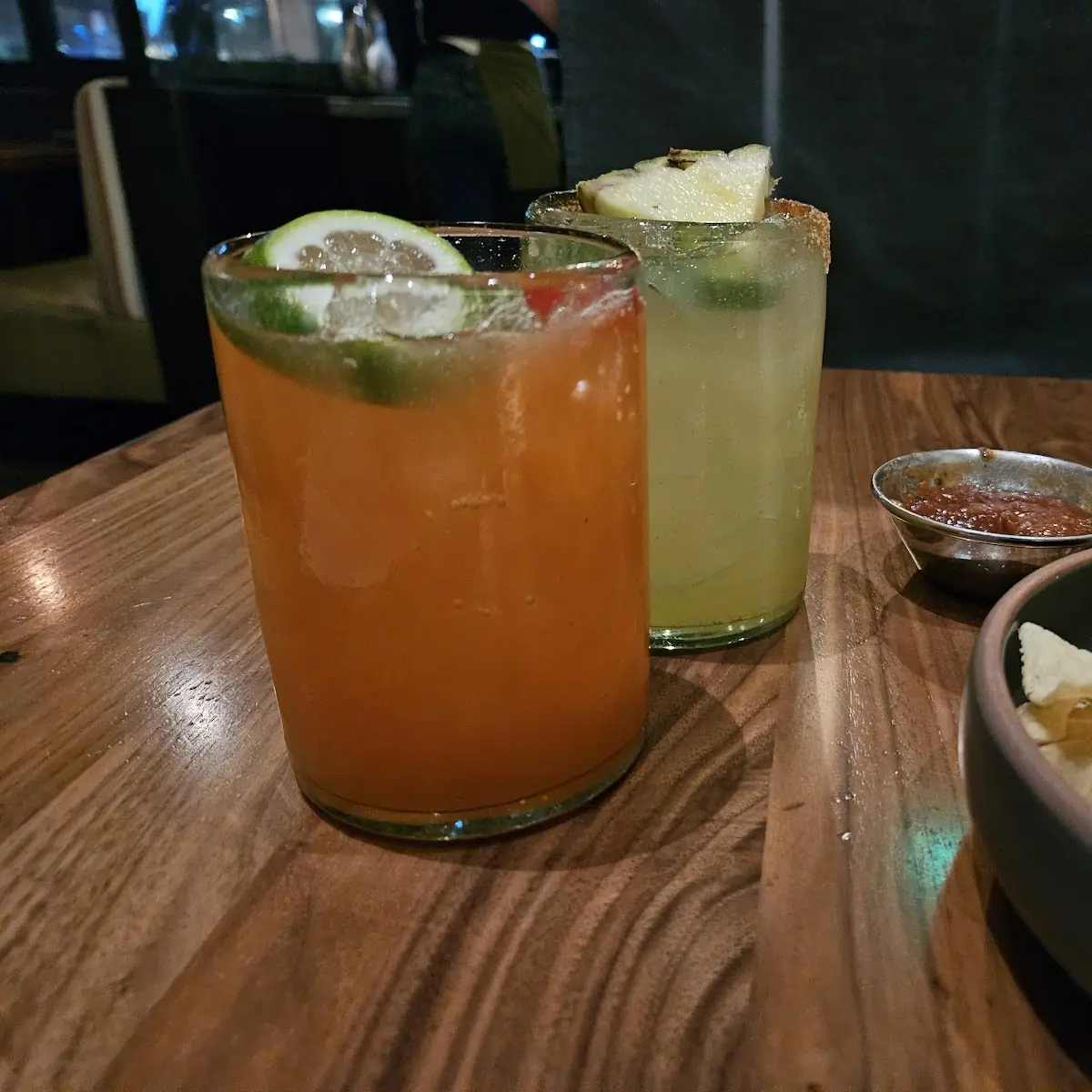 Smashed Strawberry and Mandarin & Jalapeño and Pineapple Margaritas Plus Chips & Salsa