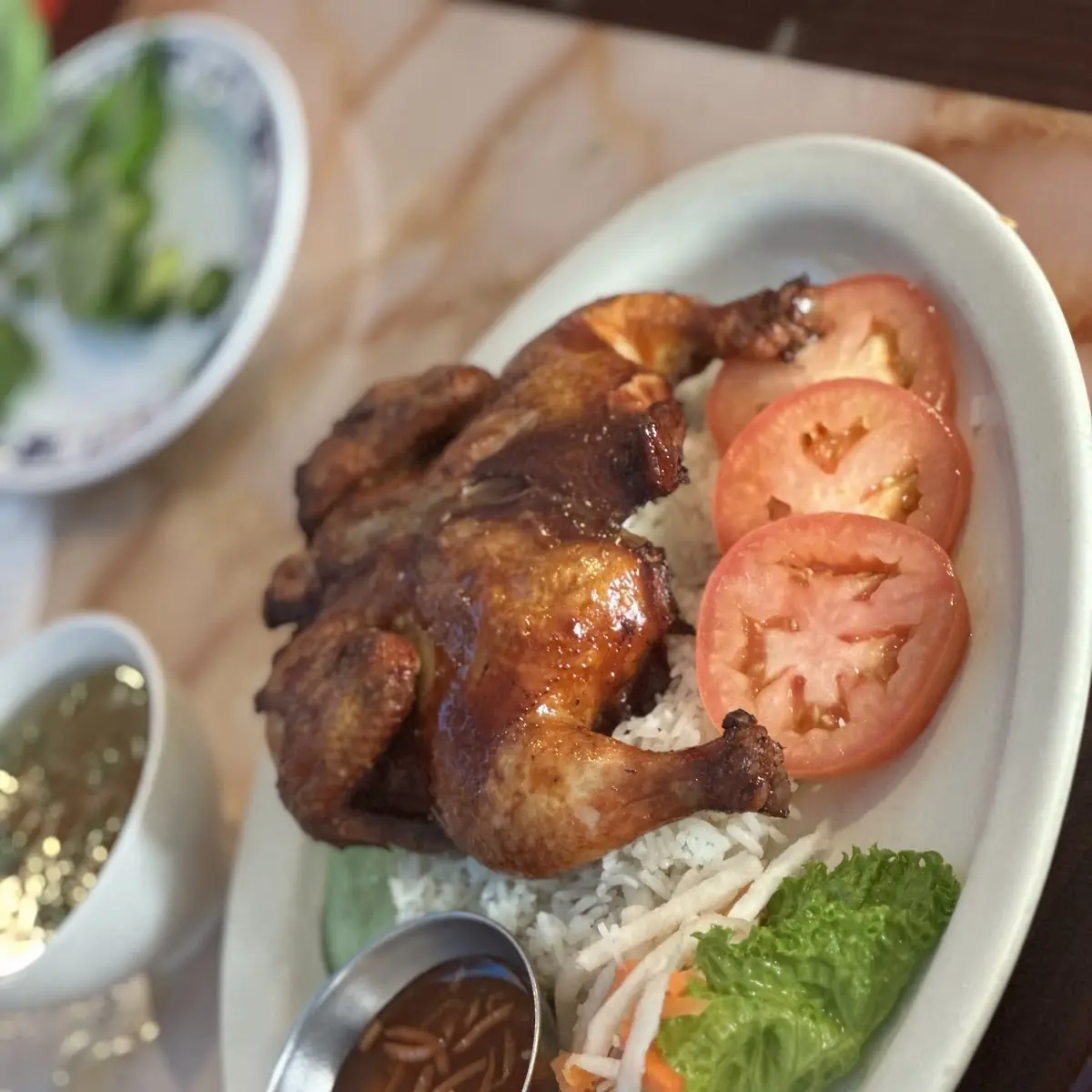37 Com GA Ro-Ti Steamed Rice with Marinated Deep Fried Cornish Hen