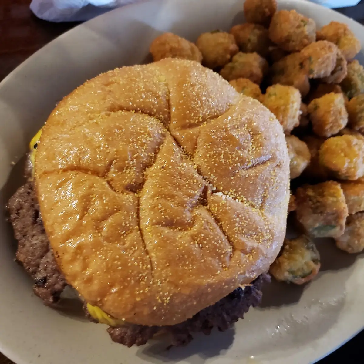 Kids Cheeseburger with Fried Okra