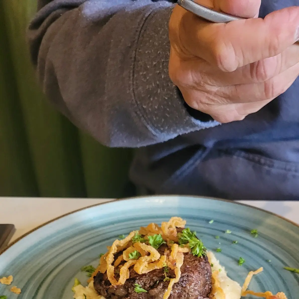 Filet Mignon over Mashed Potatoes