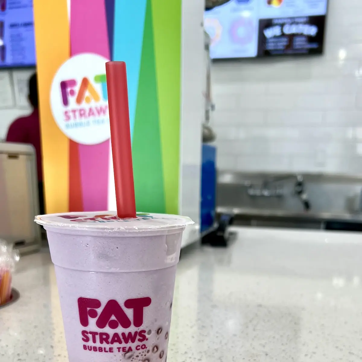 Taro Slush and Strawberry Mochi Doughnut