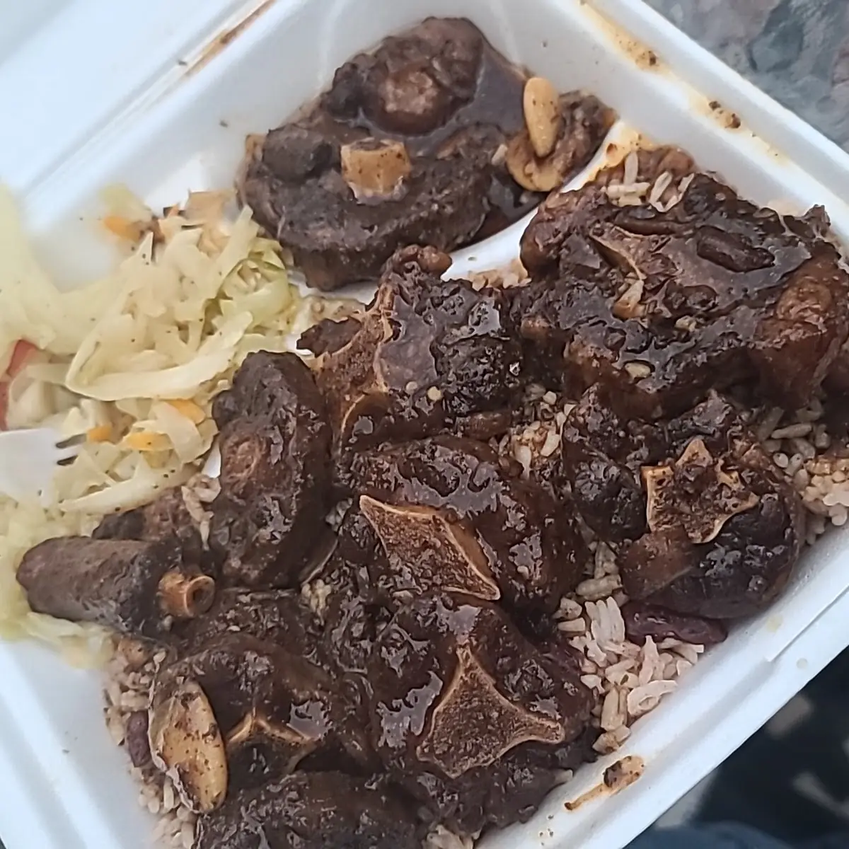 Oxtail Cabbage Rice & Peas