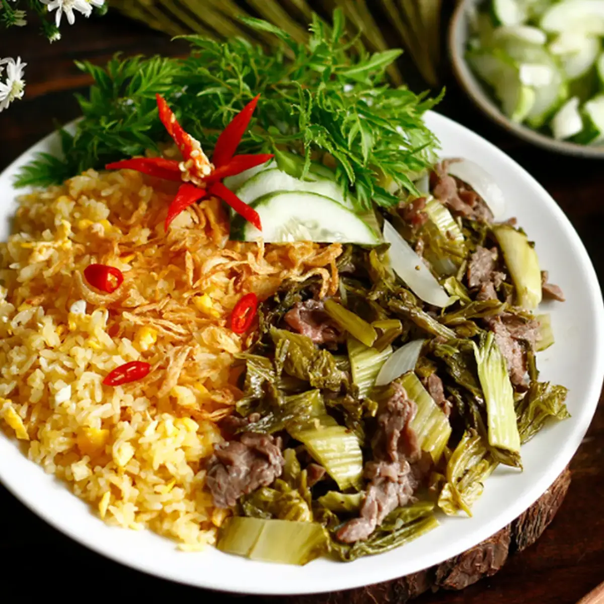 Cơm Rang Dưa Bò Beef Fried Rice with Mustard Greens