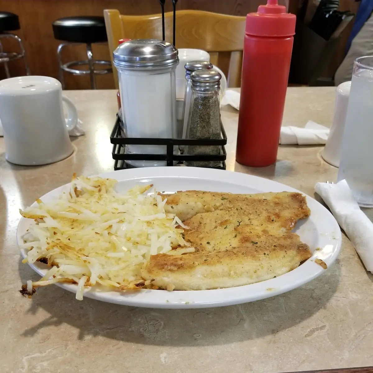 Talapia and Hash Brown Potatoes