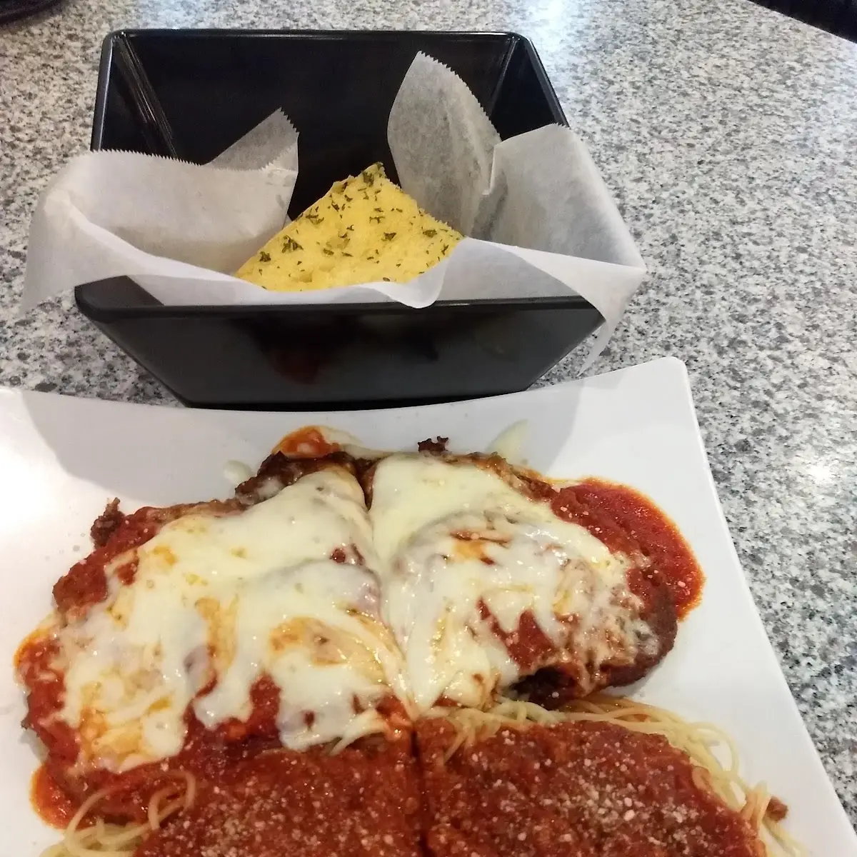 Eggplant Parmigiana & Spaghetti Marinara
