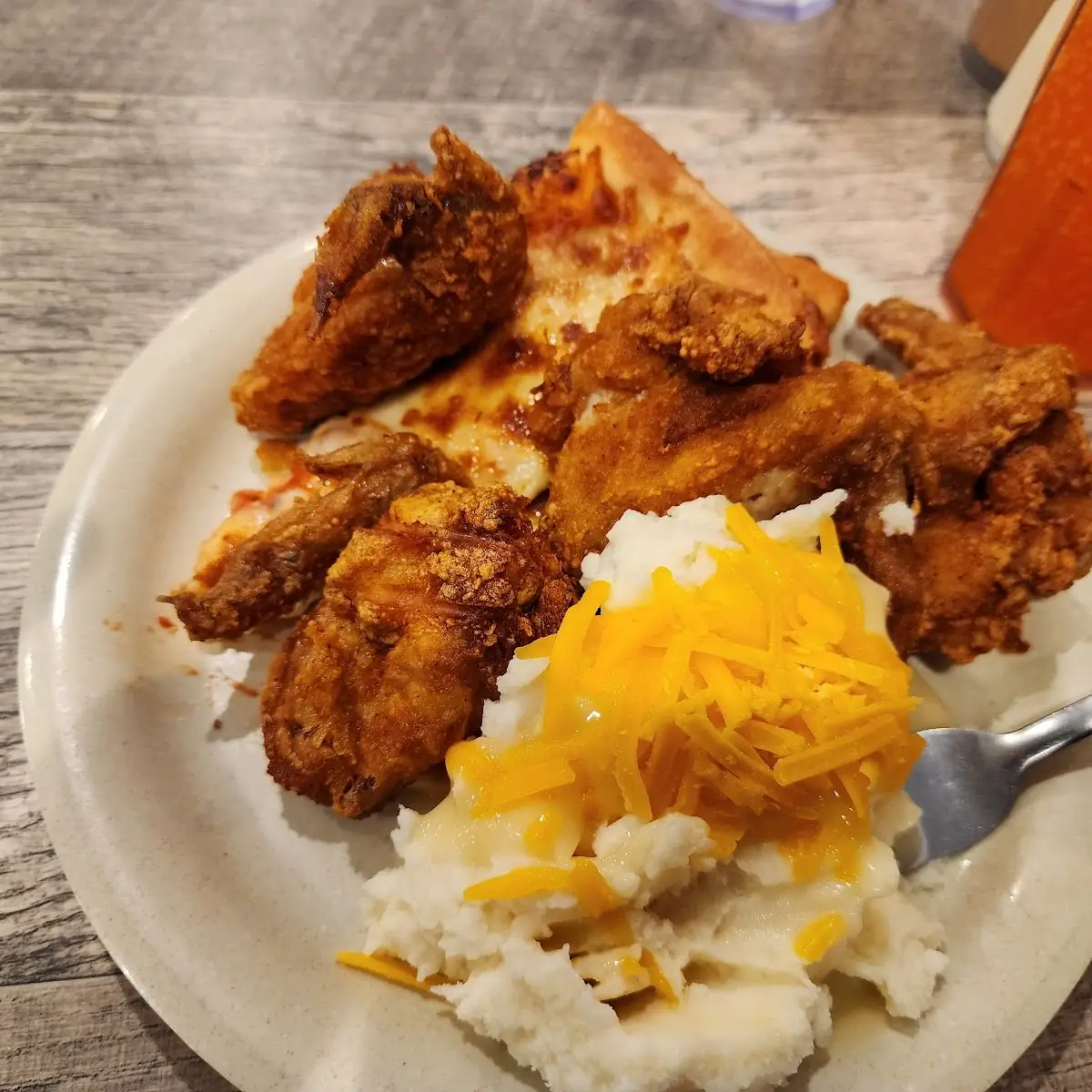 Mashed Potatoes and Fried Chicken Dinner