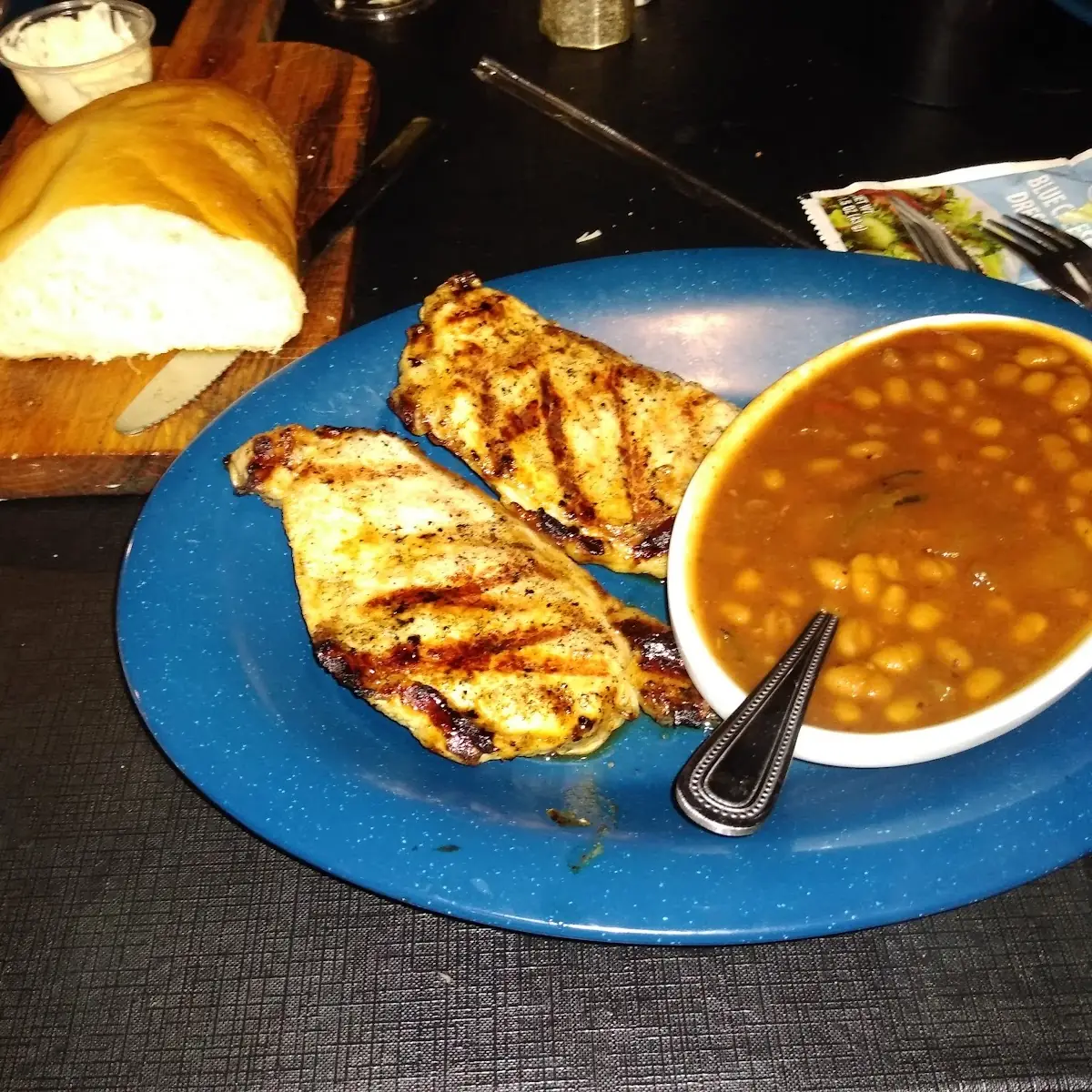 Grilled Pork Chops with Baked Beans