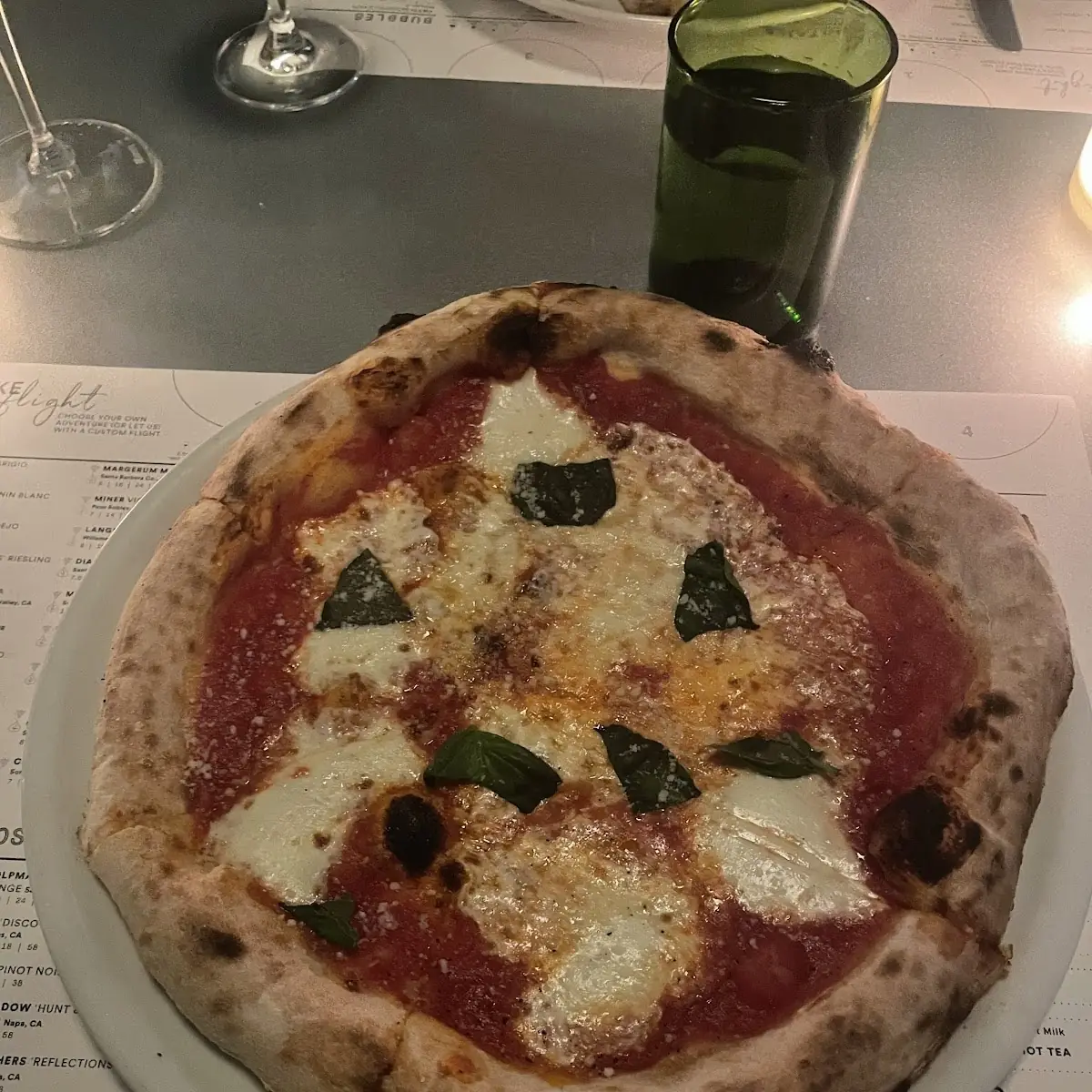Margherita Pizza with Basil Leaves