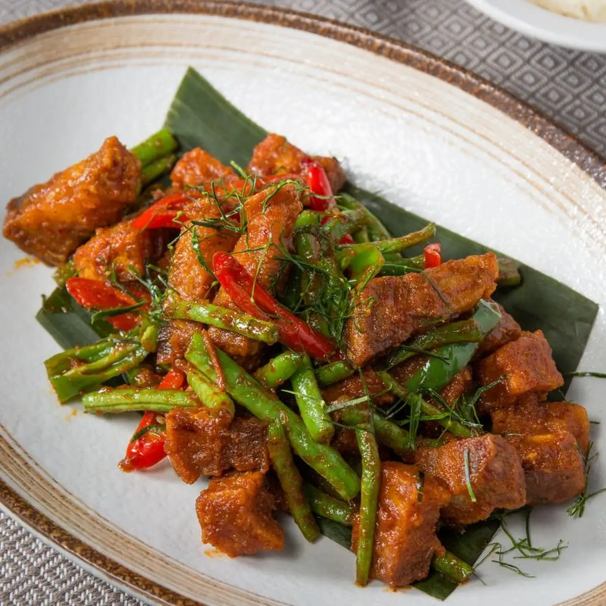 Pad Prik Khing with Crispy Pork