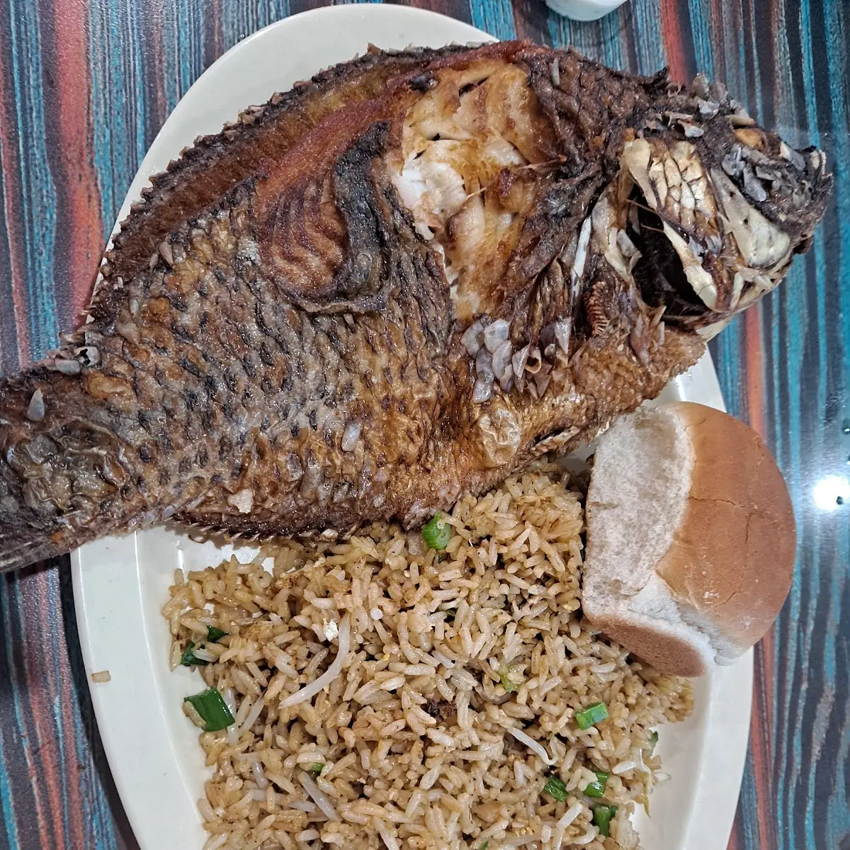Huachinango Con Mambo Fried Rice with Shrimp