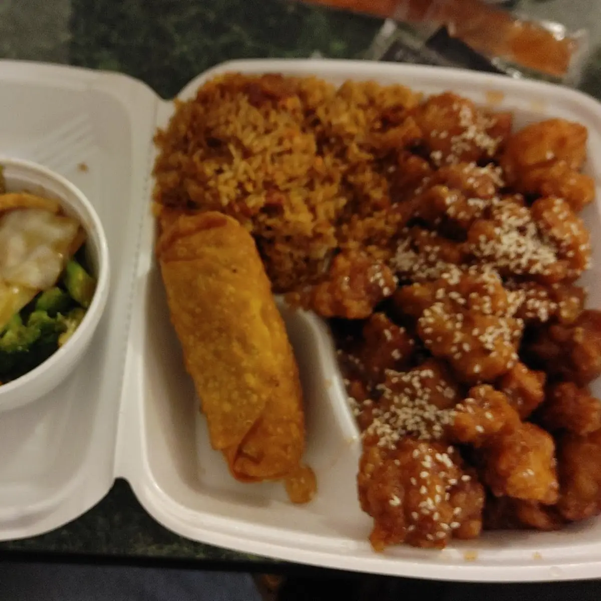 General TSO's Chicken Egg Roll & Pork Fried Rice