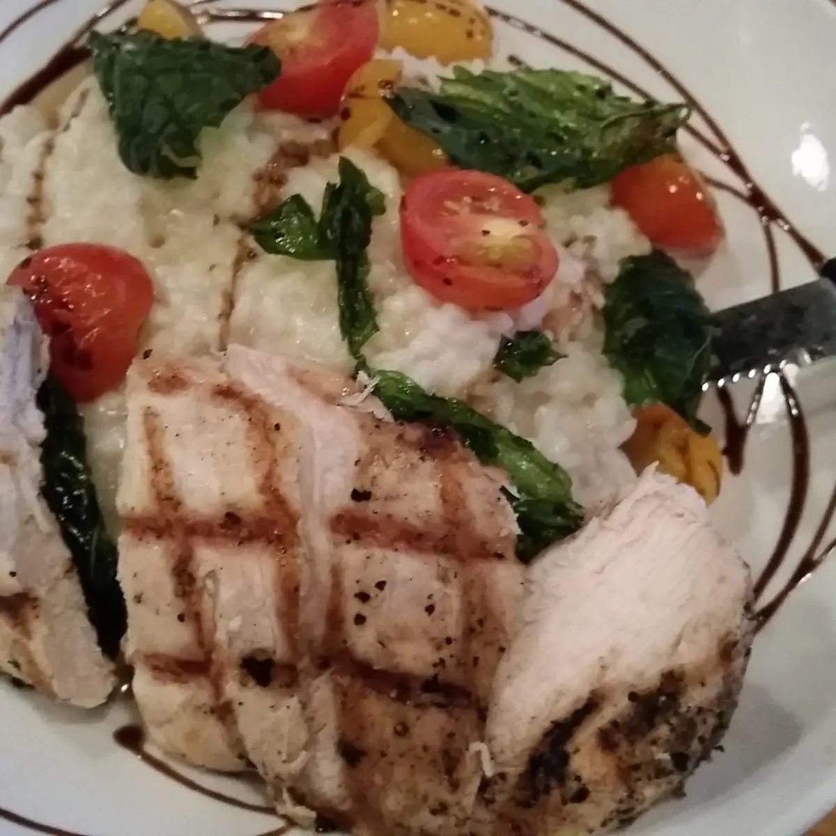 Basil Risotto with Grilled Chicken