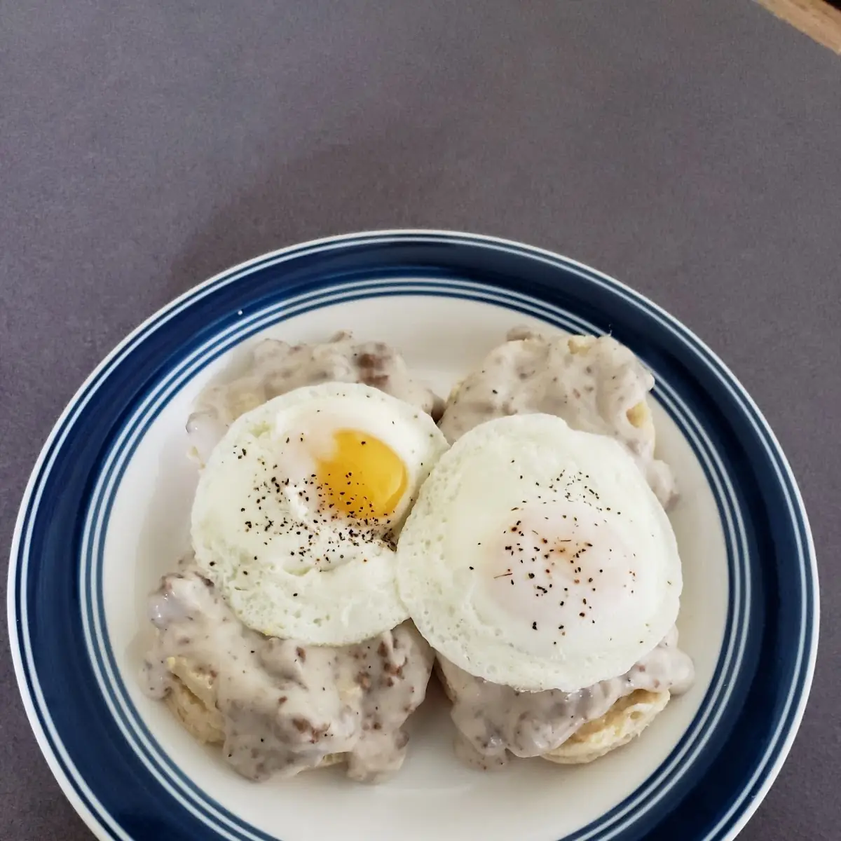 Sausage Gravy and Biscuits with Eggs