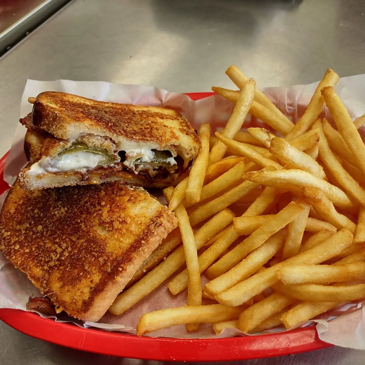 Poppin Grilled Cheese and Fries