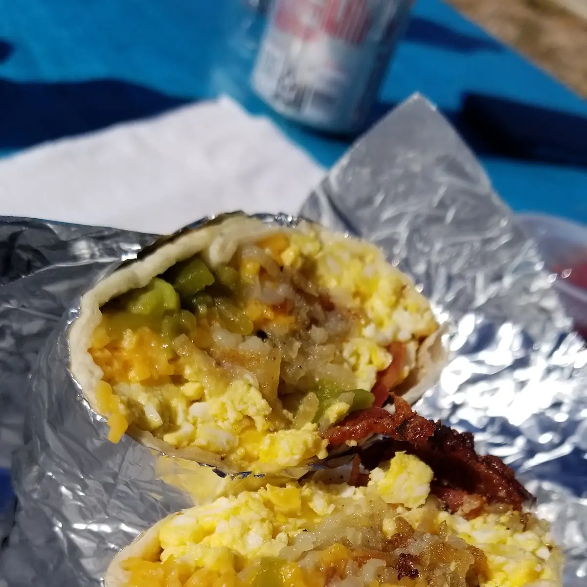 Green Chili Bacon Breakfast Burrito