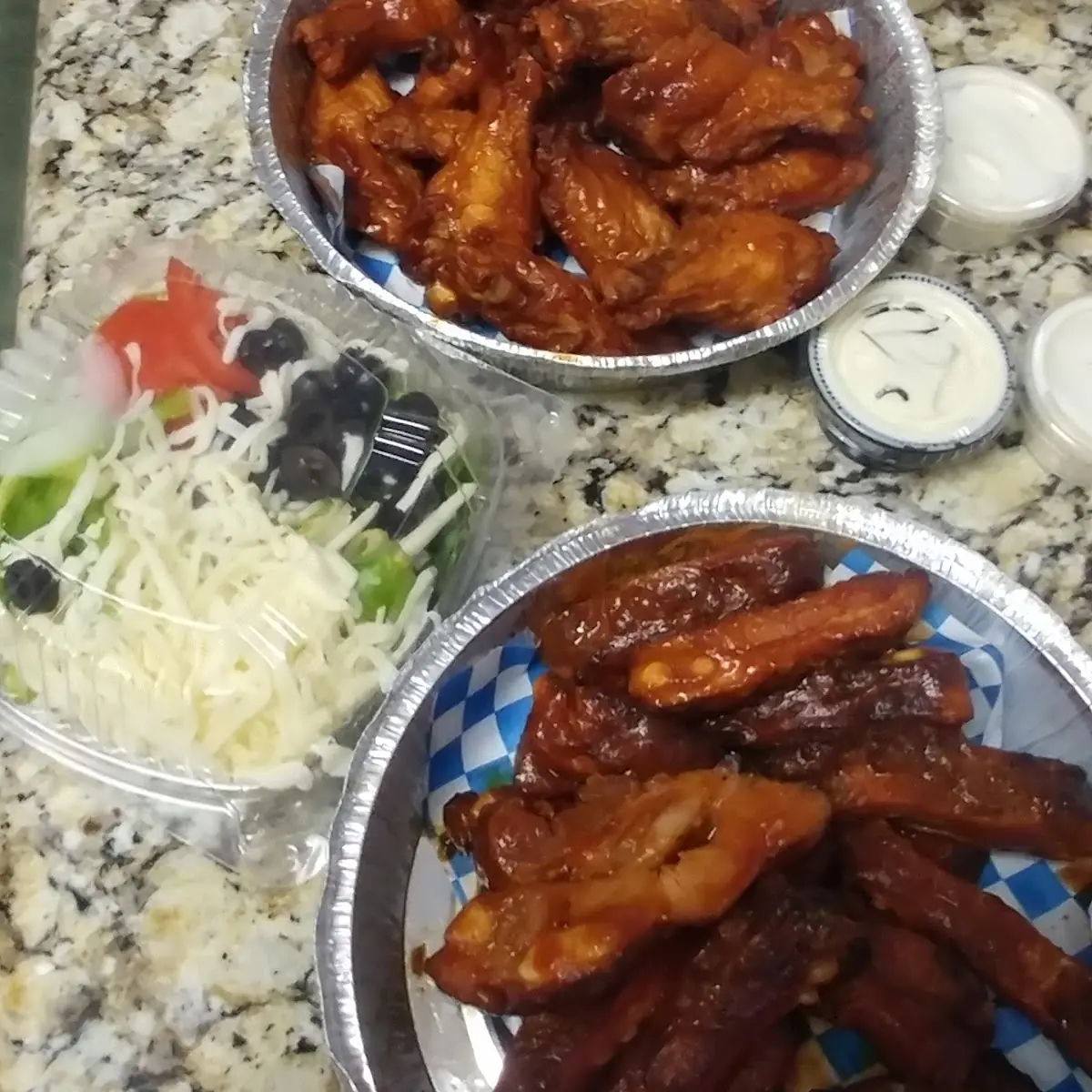 BBQ Rib Tips and Honey BBQ Wings