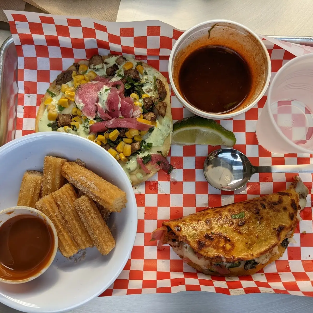 Quesabirria Taco Birria Consome Texan Churros