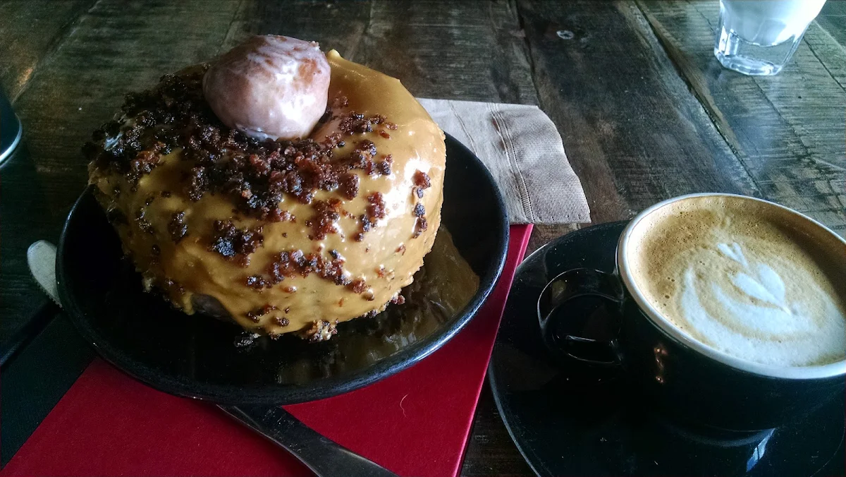 Maple Bacon Donut and Cappuccino