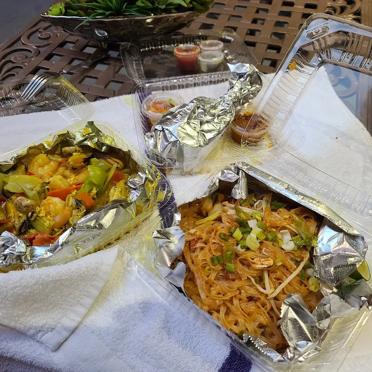 Yellow Curry Pad Thai Chicken Satay