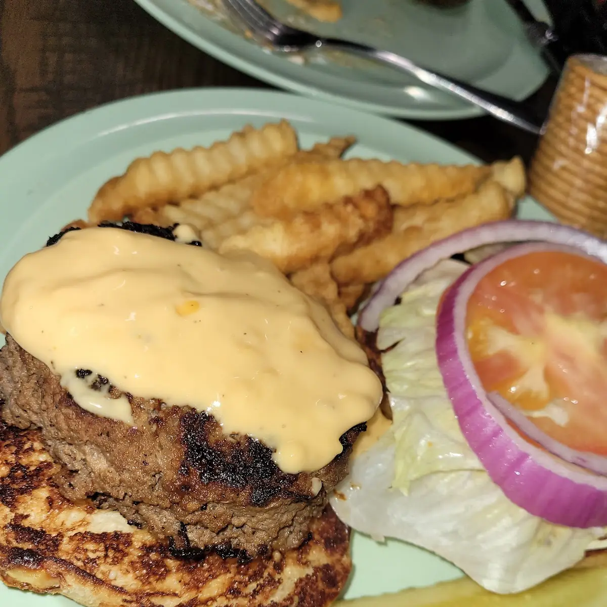 Beer Cheese Burger and Fries