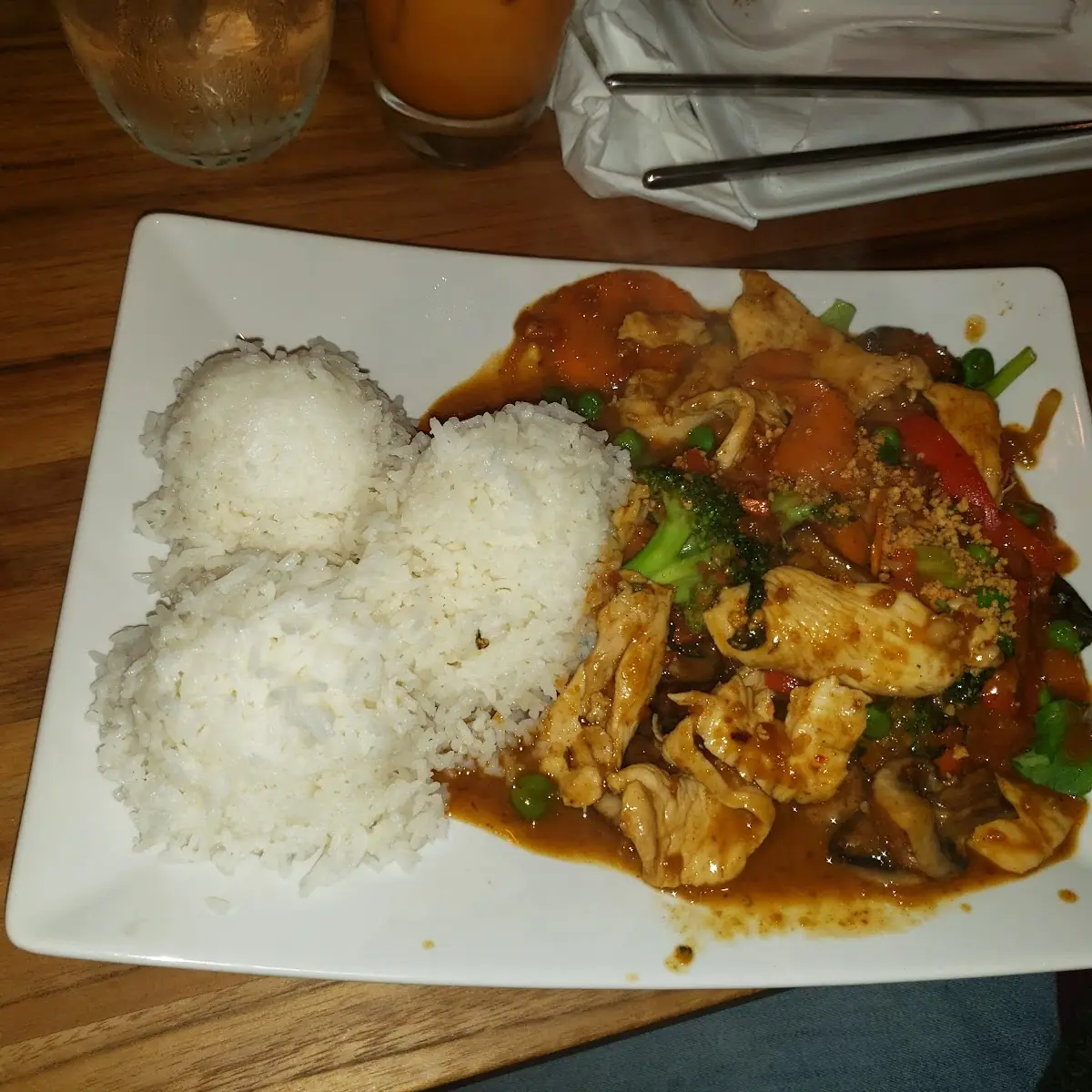 Pra Ram Shrimp with Rice