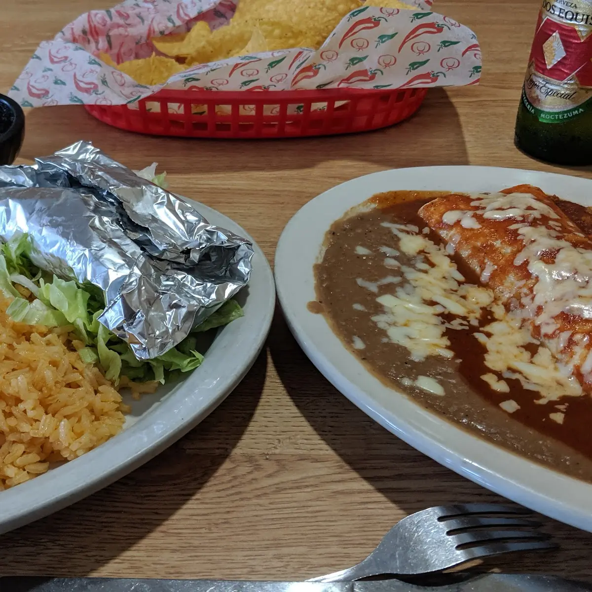 One Bean Burrito One Cheese Enchilada