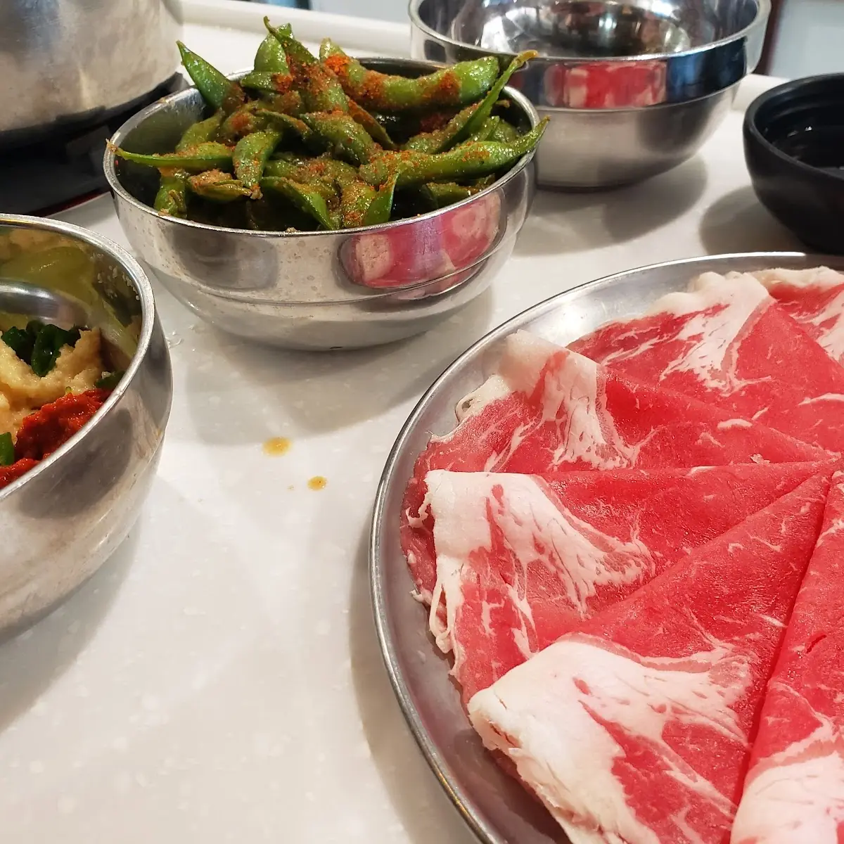 Prime Beef and Spicy Edamame
