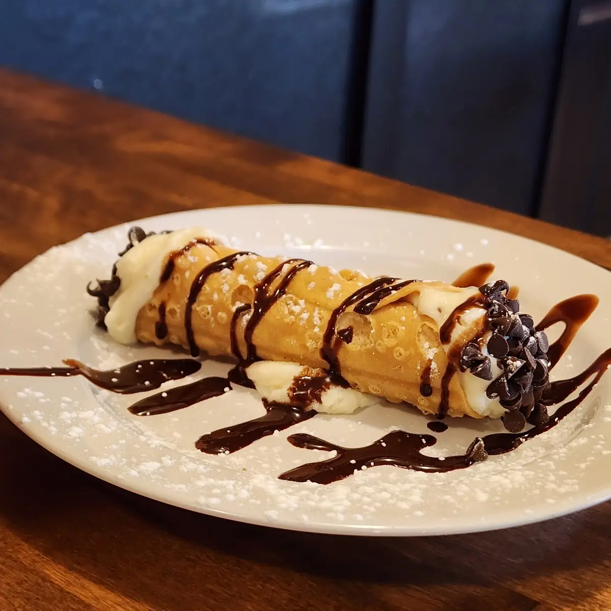 Chocolate Chip Cream Filled Cannoli Dessert