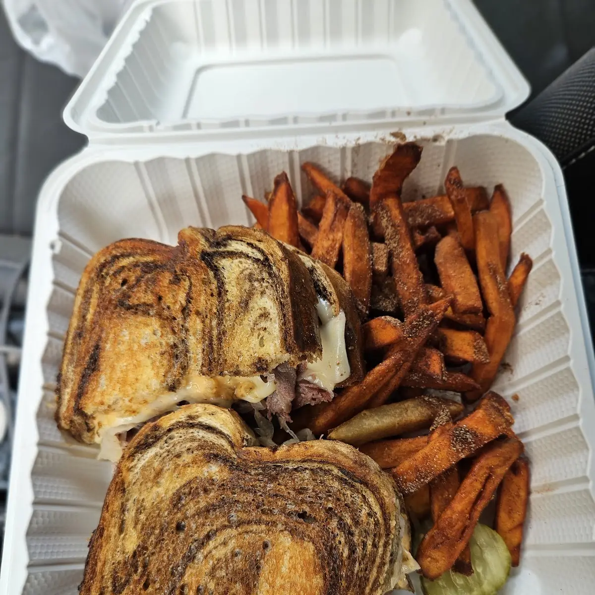 Ruben with Sweet Potato Fries