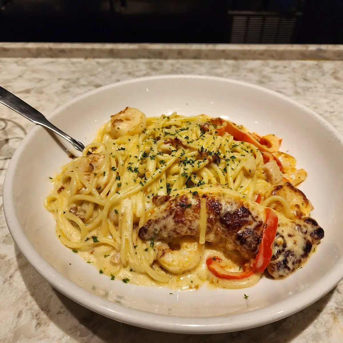 Chicken & Shrimp Carbonara