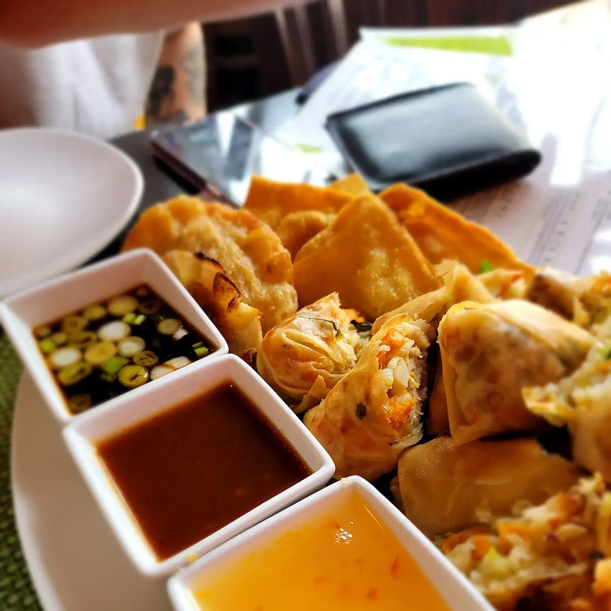 Egg Rolls Won Tons and More with 3 Different Sauces