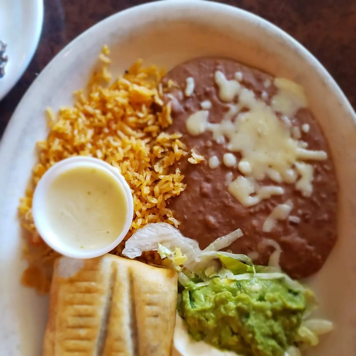 One Burrito One Taco Refried Beans & Rice
