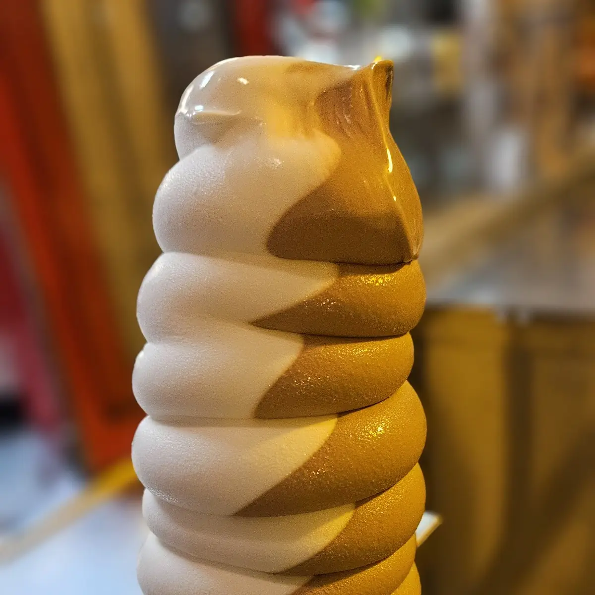 Vanilla Chocolate Swirl Ice Cream Cone