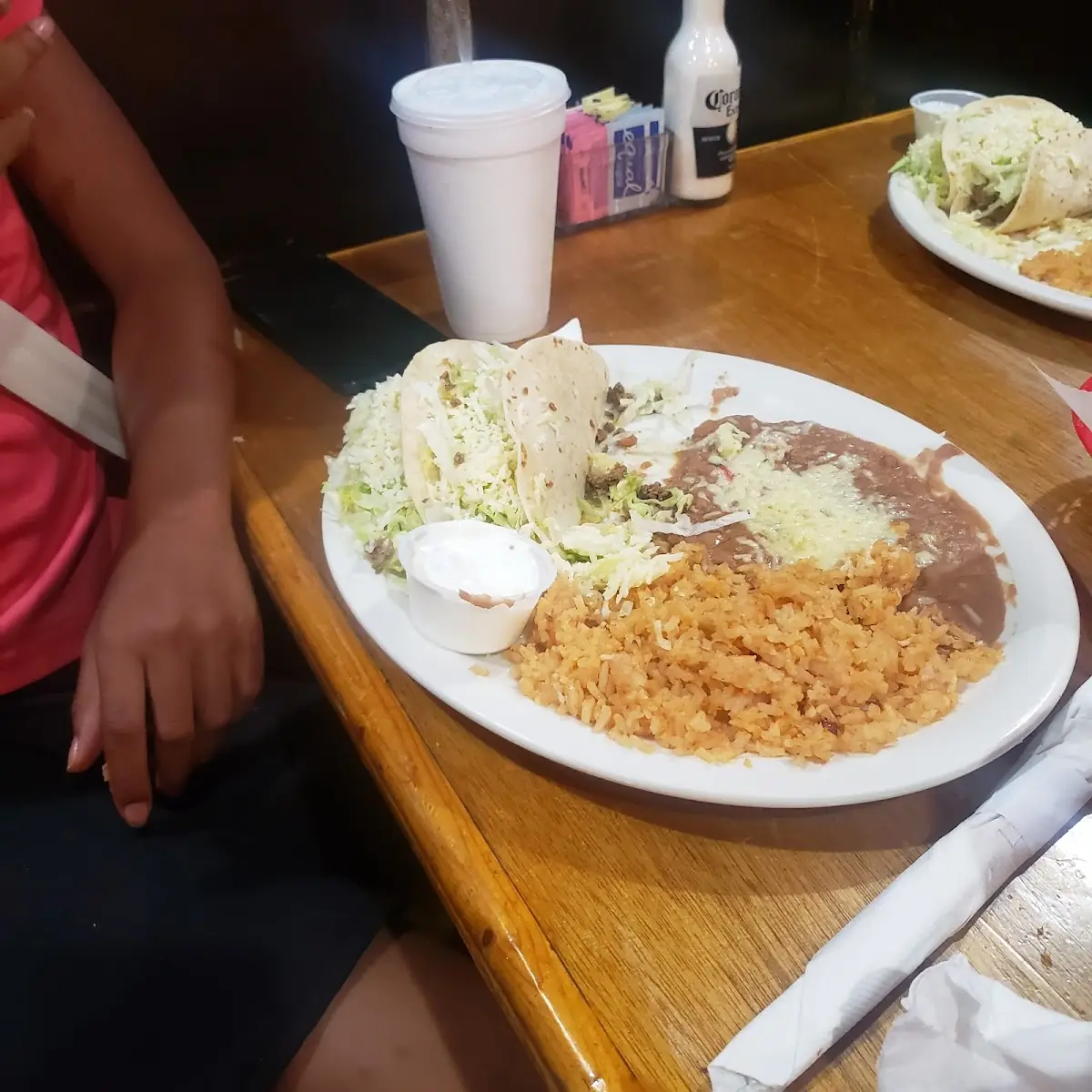 3 Soft Tacos Chicken Refried Beans and Cheese