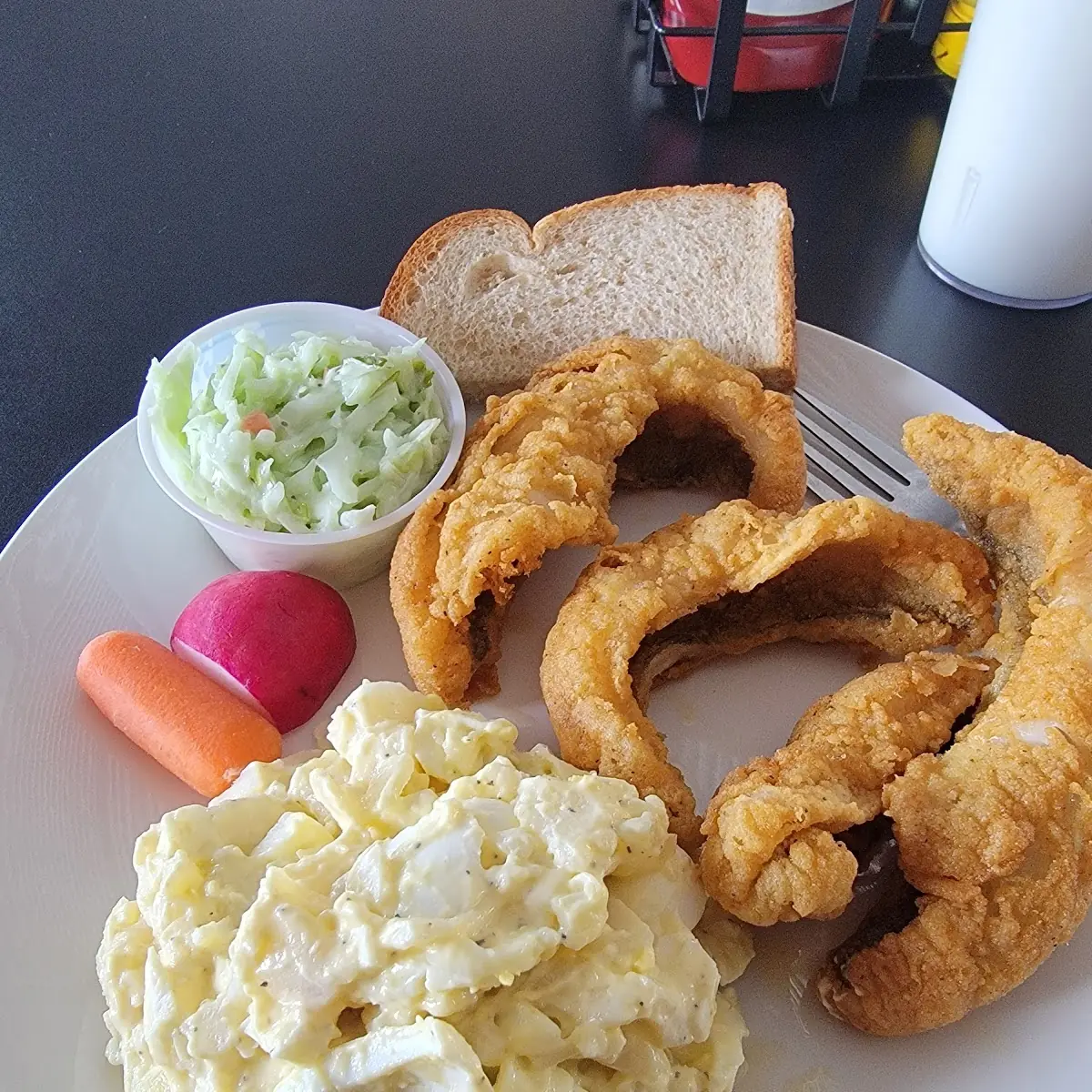 Deep Fried Haddock Fish Fry with Potato Salad