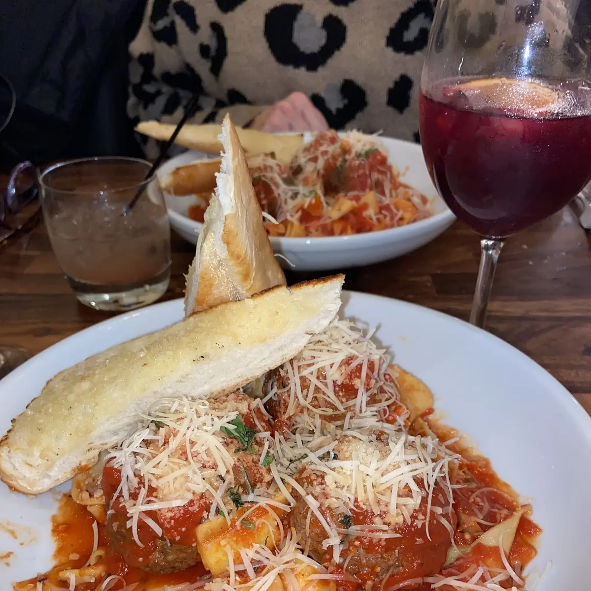 Rigatoni with Meatballs and Garlic Bread