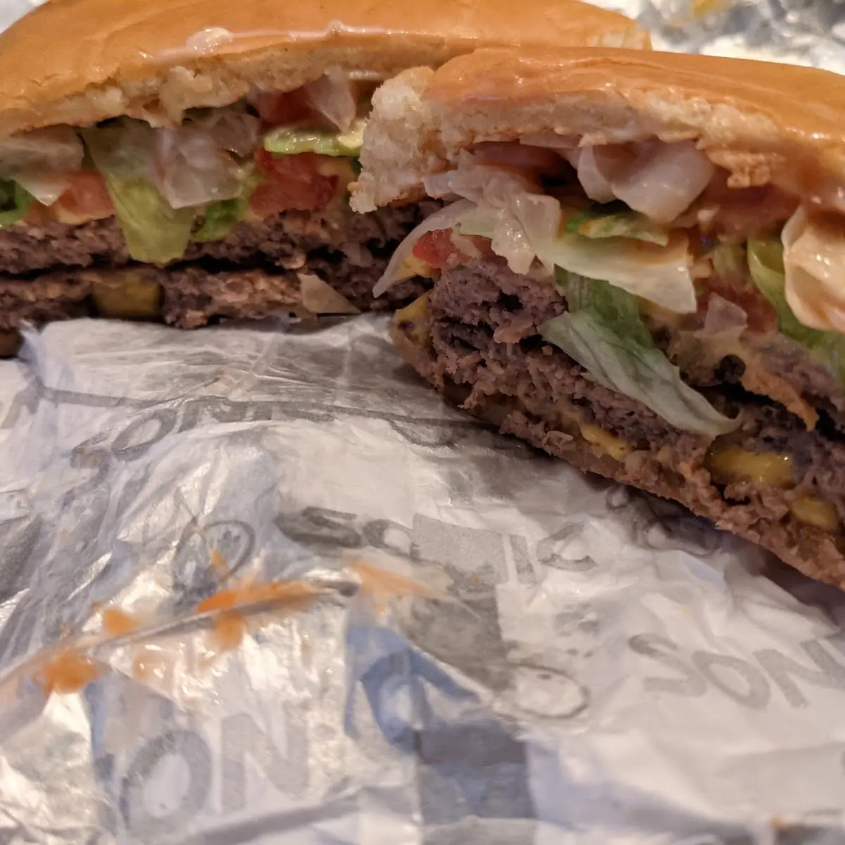 Open Faced Double Sonic Cheeseburger