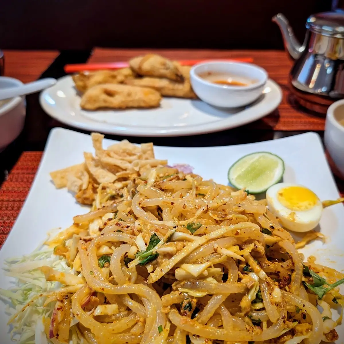 Nan Gyi Thoke Thick Round Rice Noodles Mixed with Specially Prepared Chicken Curry and Chili Oil